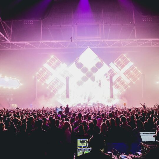 crowded musical event with lights